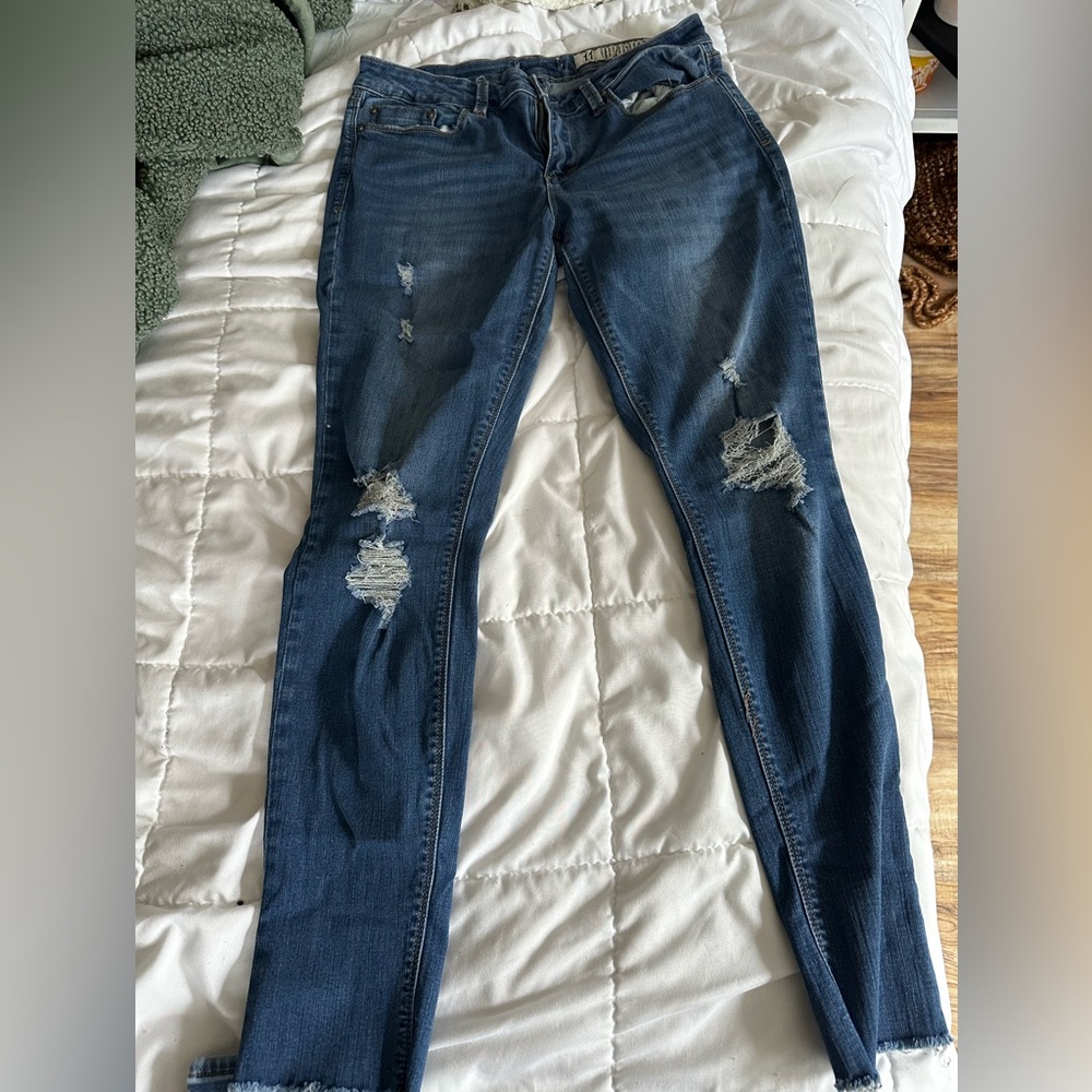 Distressed Blue Jeans